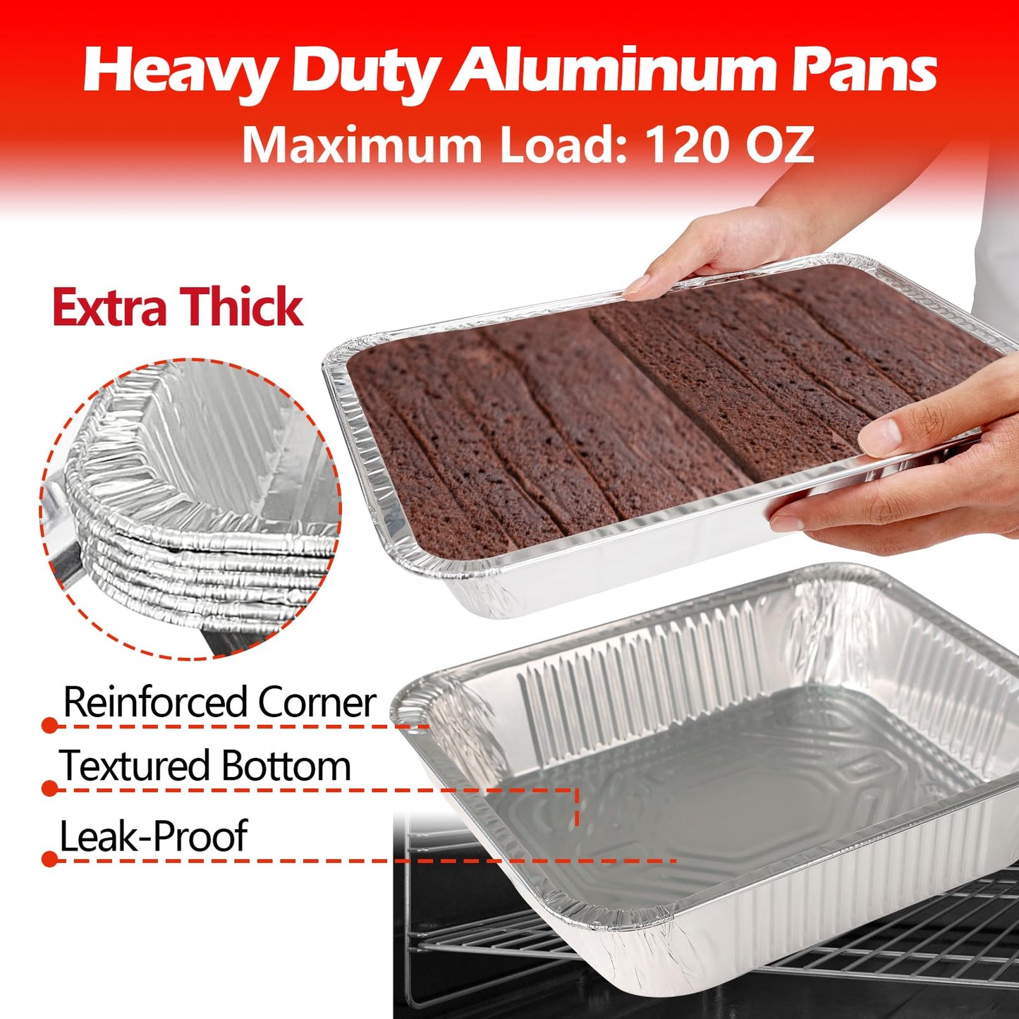 MAXTBEE 9x13 Aluminum Foil Pans with Lid, 10 Pack Disposable Trays Half Size Heavy Duty Tin Pans Deep Food Containers For Cooking, Meal Prep, Baking, Roasting, Chafing, Heating or Steam Table
