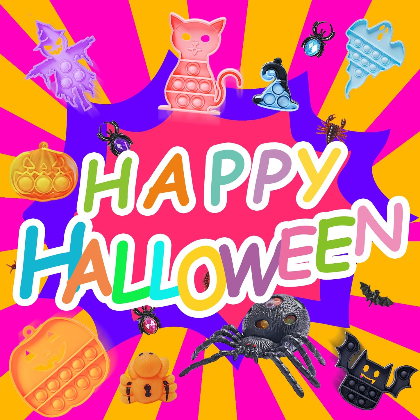 650Pcs Halloween Party Favors for Kids, Bulk Fidget Toys for Party Supplies, Halloween Treats Non Candy School Classroom Carnival Prizes, Treasure Box Toy Chest, Halloween Gifts, Goodie Bag Stuffers