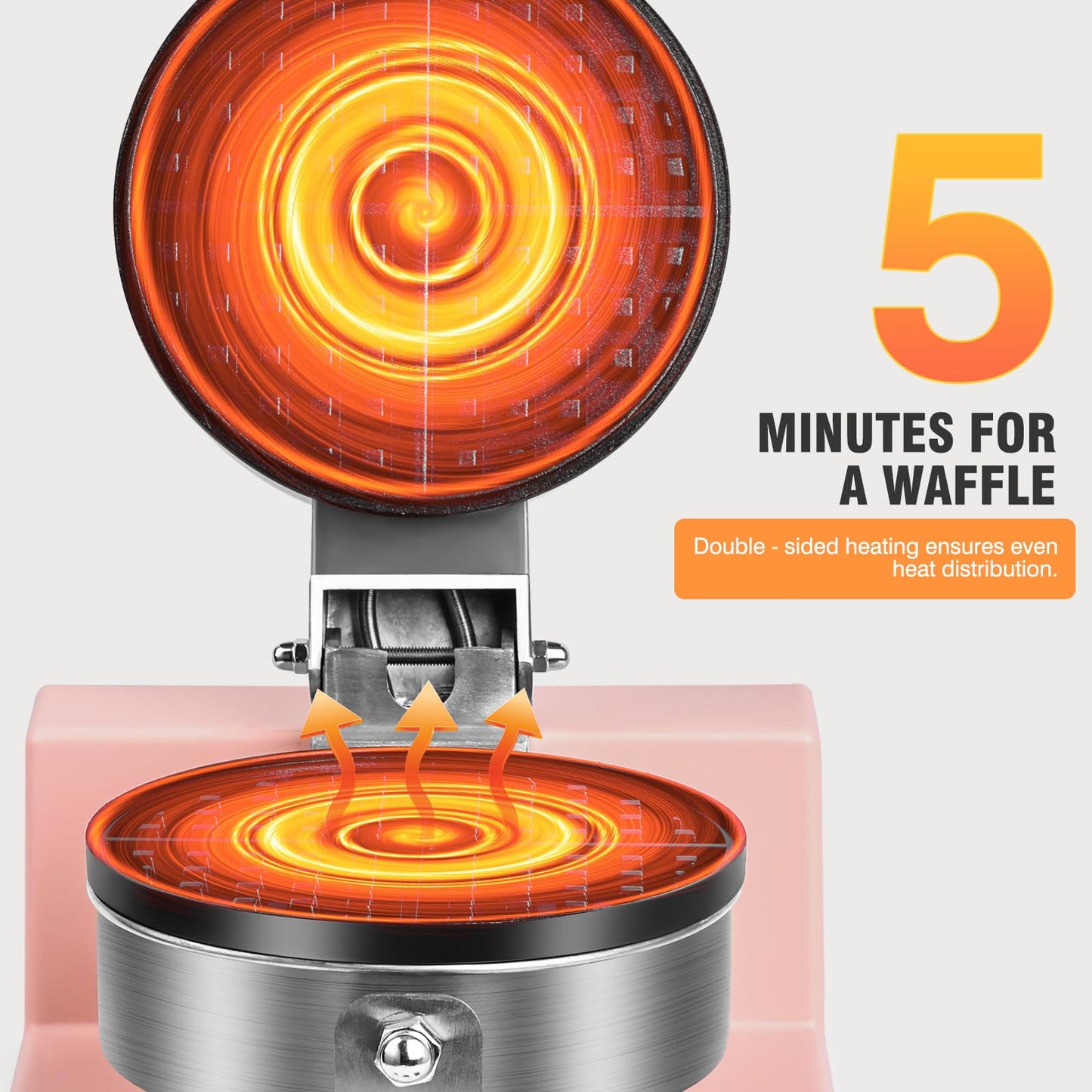 Popfoodex Commercial Waffle Maker for Restaurant, 110V Electric Waffle Maker w/Non-stick and 122–572°F Adjustable Temp, 1200W Profession Waffle Iron with Timer and Heavy Duty, Hotel Waffle Machine