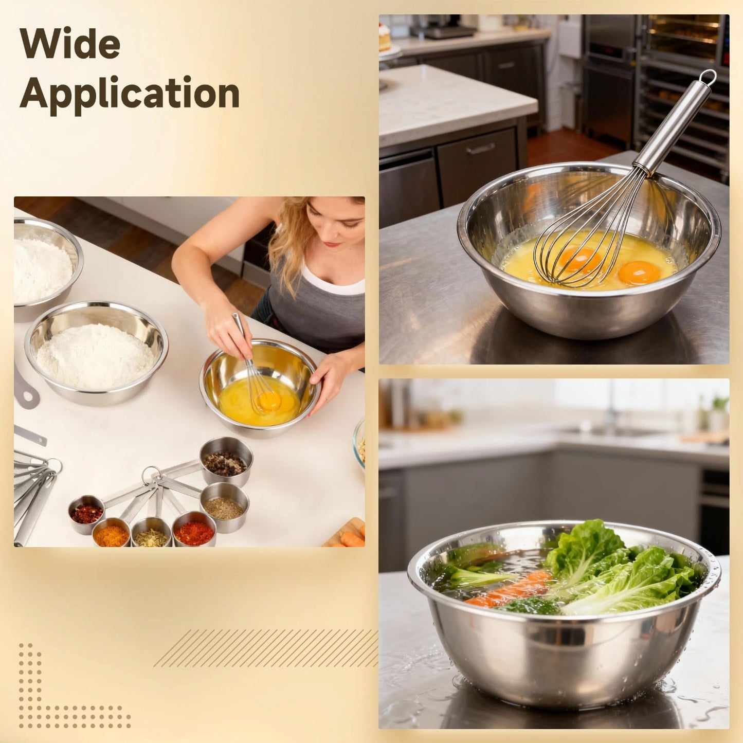 17 PCS Stainless Steel Mixing Bowls Set, Includes 3 Sizes Containers, 12 Measuring Tools, 10 in Whisk, Plastic Egg Separator, Essential Kitchen Utensil Set for Cooking, Baking, Meal Prep