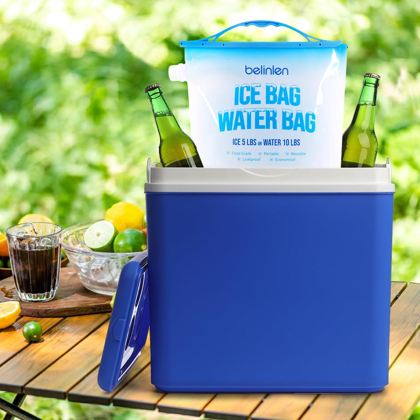 Belinlen 6 Pack Reusable Ice Bags for Cooler 5lb Cooler Ice Cube Bag with Sealed Sliding Handle, Long Lasting Cold Dry Freezer Packs Leakproof Ice Bag for Camping, Hiking, Fishing and Drinks(11 x 14)