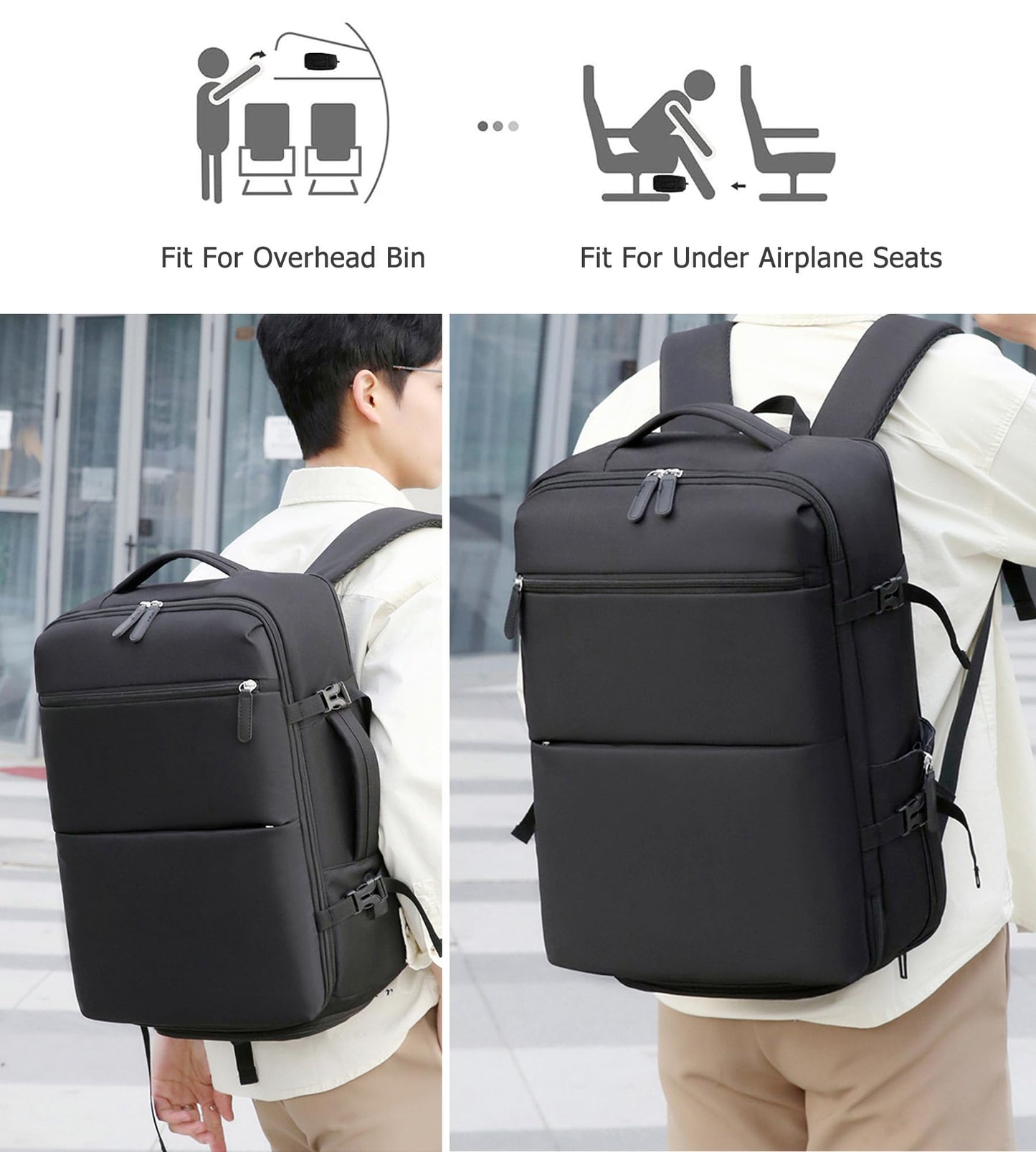 feilario 2 Piece Set Aluminium Frame PC Hard Shell Spinner Wheels Luggage,22.5"X15"X9.5" Airline Approved Built-In TSA lock Carry on Suitcase, with Cup Holder, USB Port, Phone Holder