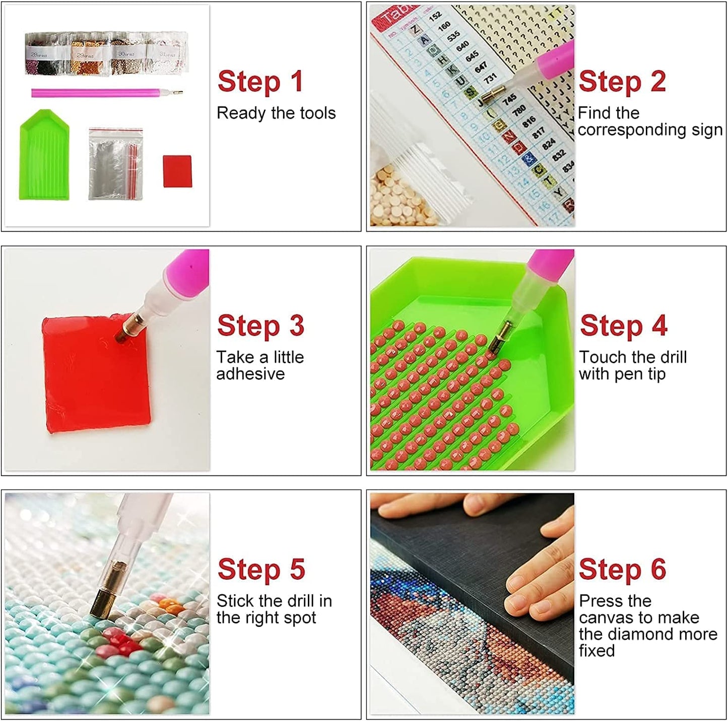 RYMILIE Diamond Painting Kits for Adults - 6 Pack Dragon DIY 5D Diamond Art Kits Full Drill Diamond Dots Paintings with Diamonds Gem Art and Crafts Home Decor 12x12inch