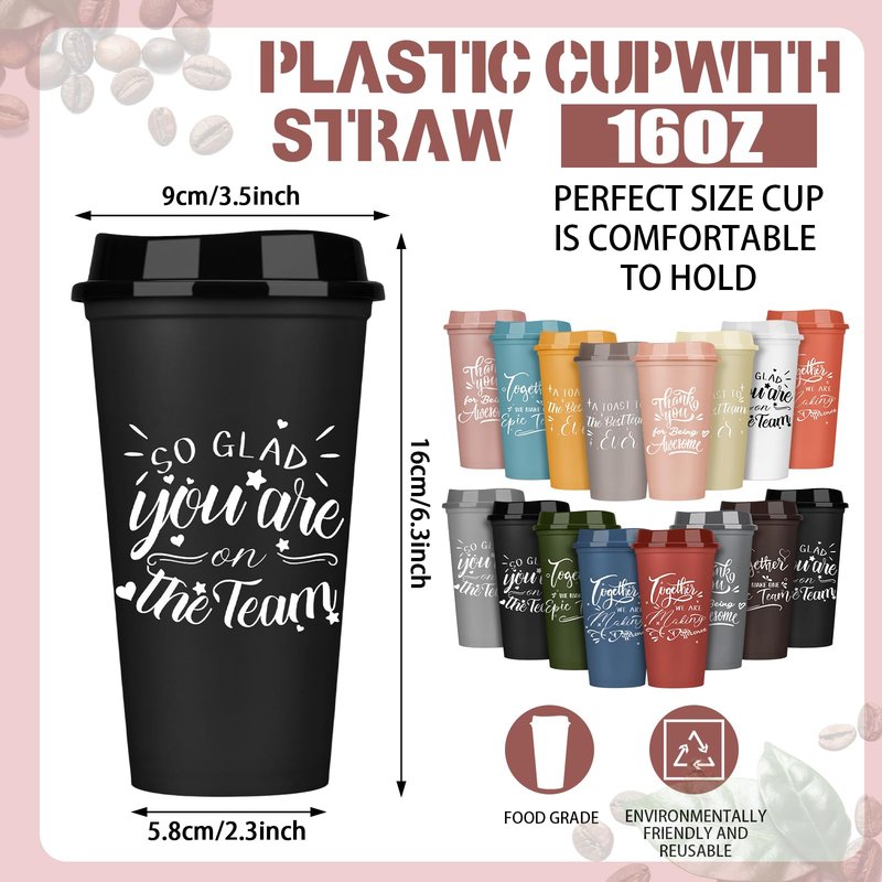Pickmesh 60 Pcs Teacher Appreciation Gifts Bulk Administrative Professional 16 oz Plastic Tumbler for Mother's Day Appreciation Gifts Reusable Coffee Cups Teacher Employee Volunteer (Varicolored)