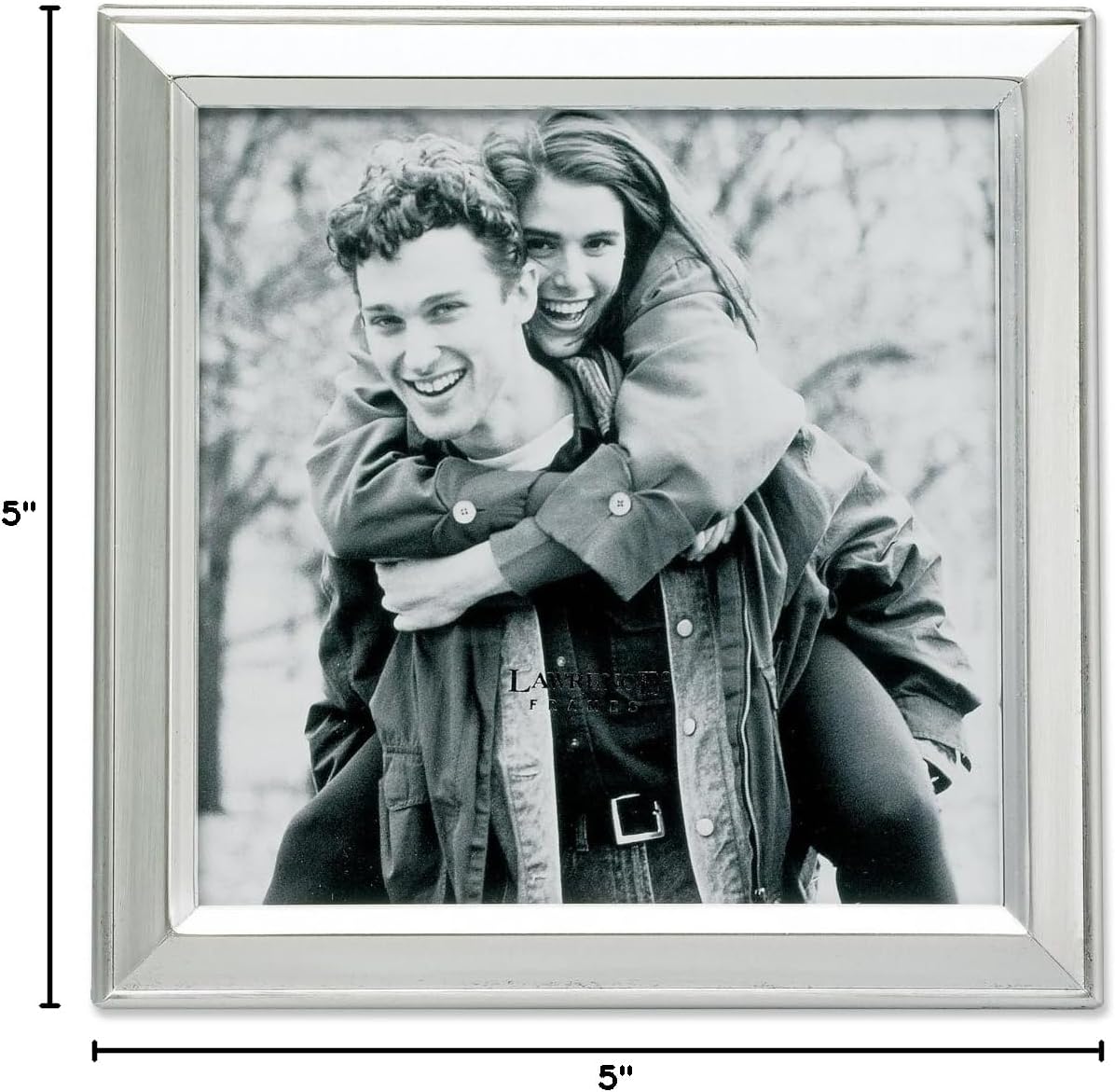 Lawrence Frames Brushed Silver Plated Metal Picture Frame, 5x5