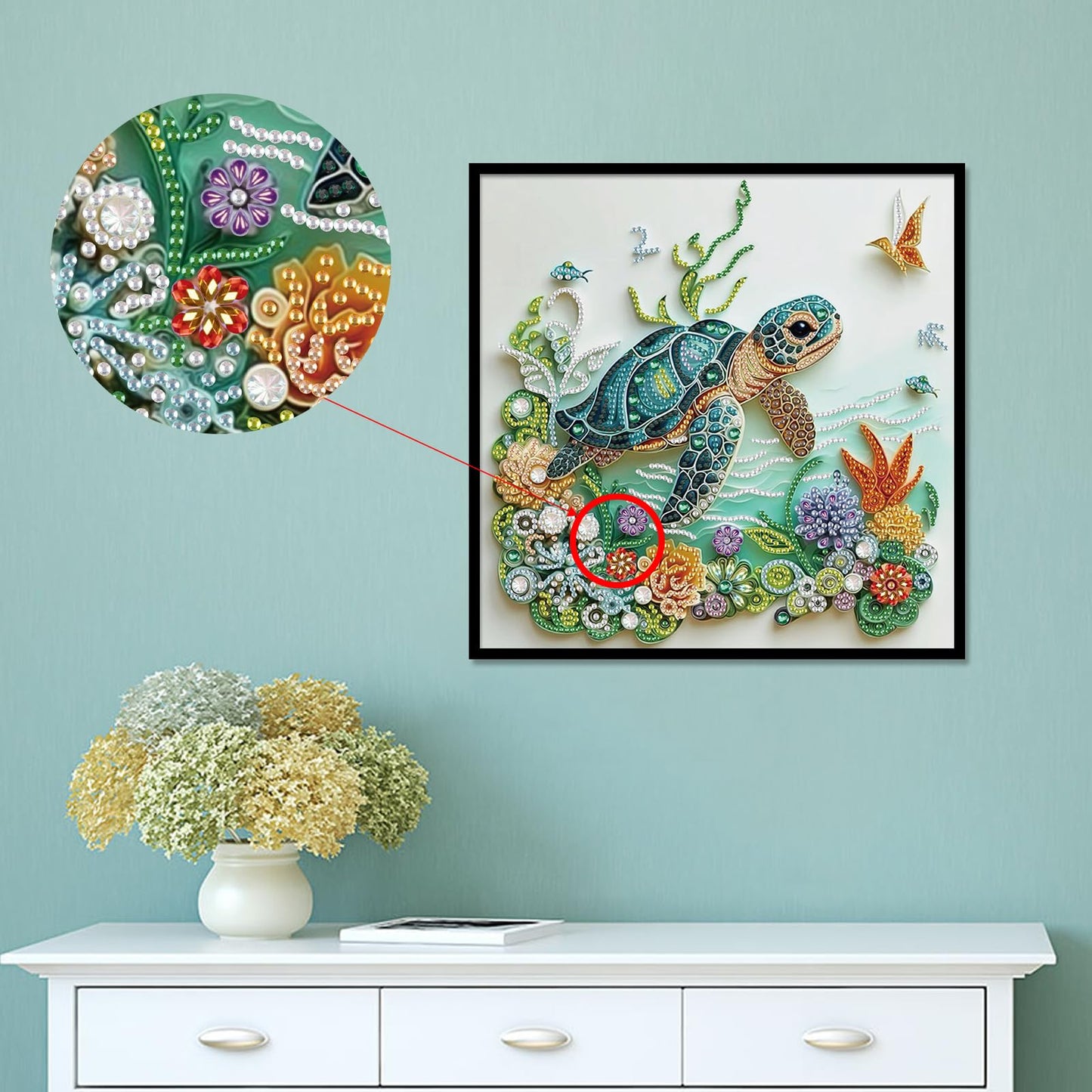 Tontut 5D Diamond Art Painting Kit, Turtle DIY Diamond Art Adult Set Mosaic Crafts, Suitable for Home, Office wall Decoration, can be Packaged as Gifts for Friends