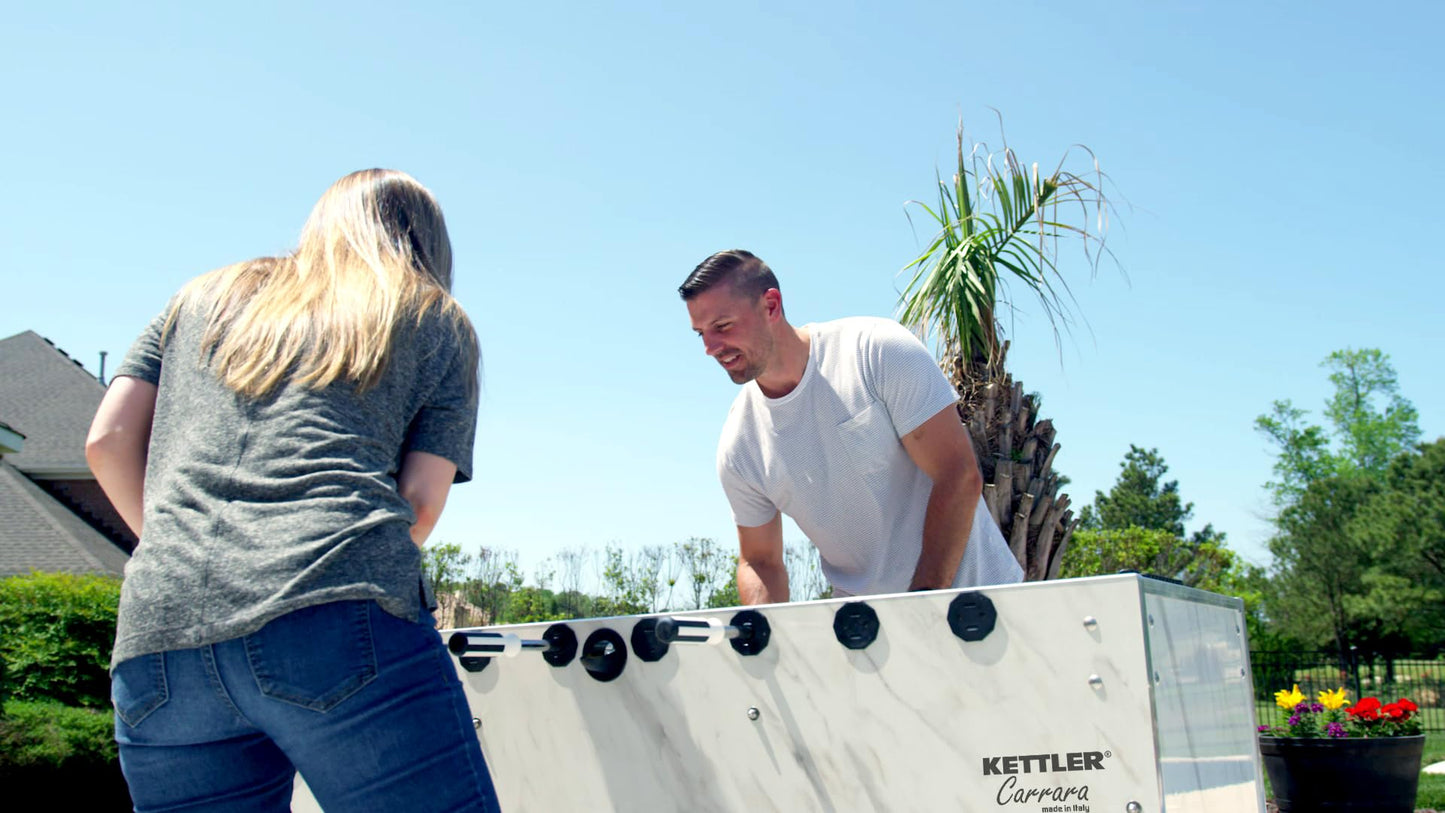 KETTLER Carrara Outdoor Foosball Table with 360 Degree Goalie Rotation, 5 Resin Balls, 5 Cork Balls and Premium Storage Cover