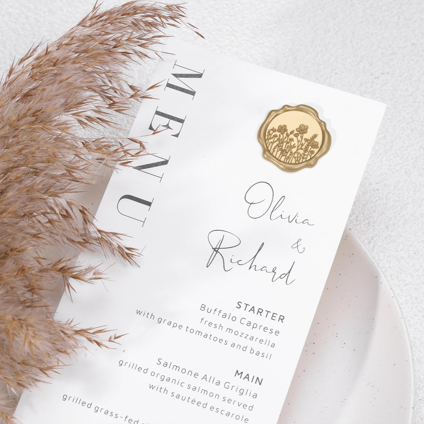 UNIQOOO Wildflower Wax Seal Stickers - Floral Wedding Invitation Envelope Seal Sticker, 50 Pcs Self- Adhesive Light Gold Field of Flowers Stickers, Perfect for Christmas, Gift Wrapping