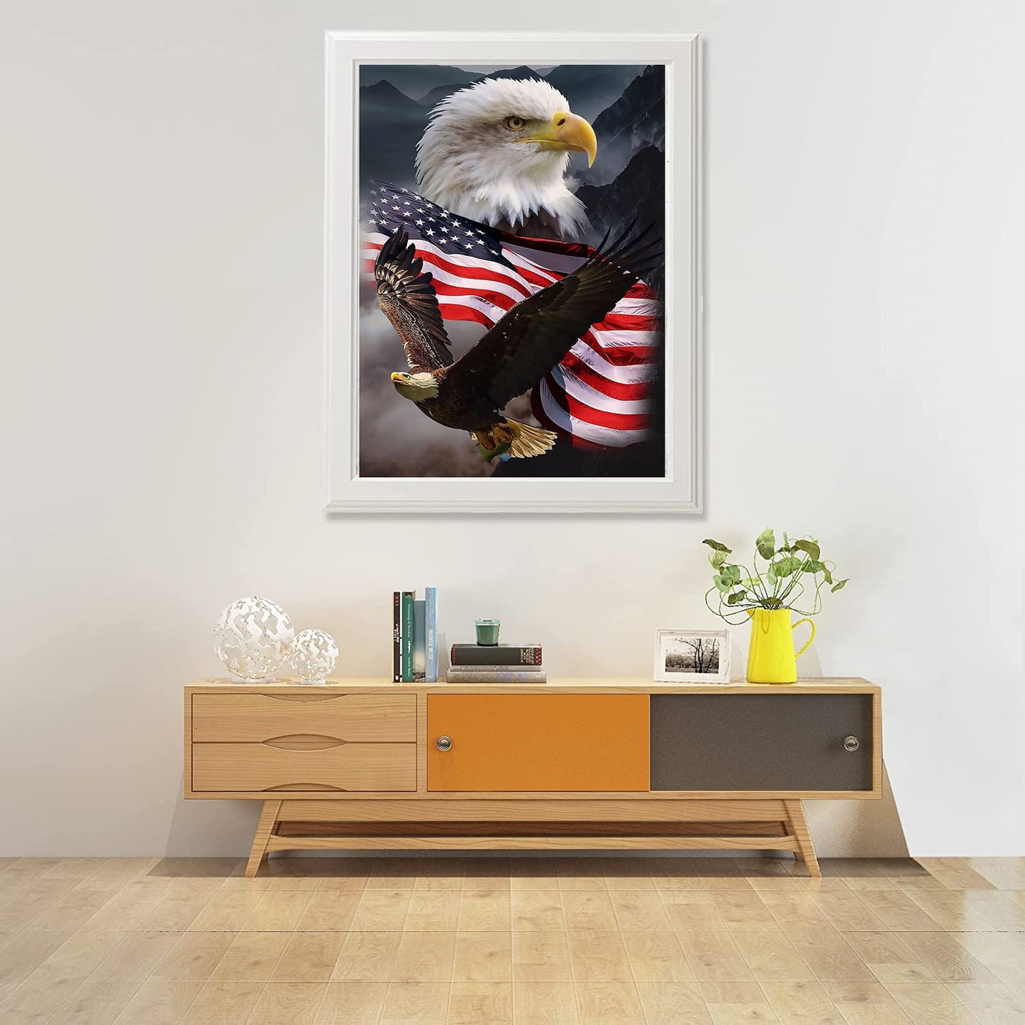 KTHOFCY 5D DIY Diamond Painting Kits for Adults Kids Eagle and Flag Full Drill Embroidery Cross Stitch Crystal Rhinestone Paintings Pictures Arts Wall Decor Painting Dots Kits 15.7X11.8 in