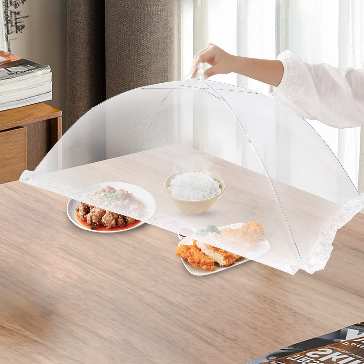 2 PCS Extra Large Food Covers Nets for Outside(40"X24")umbrella Mesh Screen Covers for Outside Pop-Up Mesh Reusable and Collapsible Food Nets for Parties Picnics Outdoor BBQS…