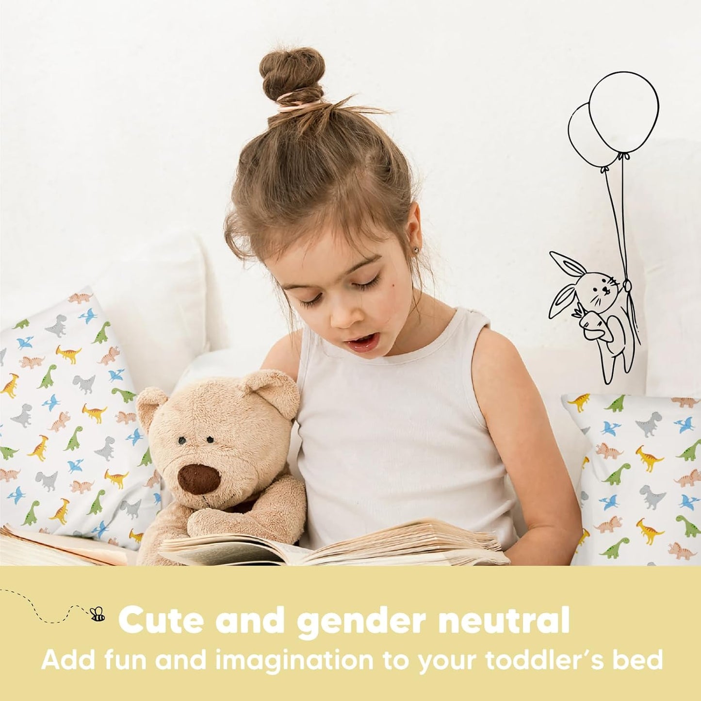 My Little Dreamy Toddler Pillow - Soft Organic Cotton Travel Bed Pillow with Case | 13x18, Machine Washable, Ages 2-5 (Roarsome)