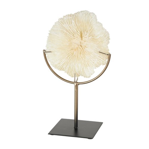 Deco 79 Polystone Coral Decorative Sculpture Textured Home Decor Statue with Bronze Stand, Accent Figurine 7" x 5" x 12", Light Blue