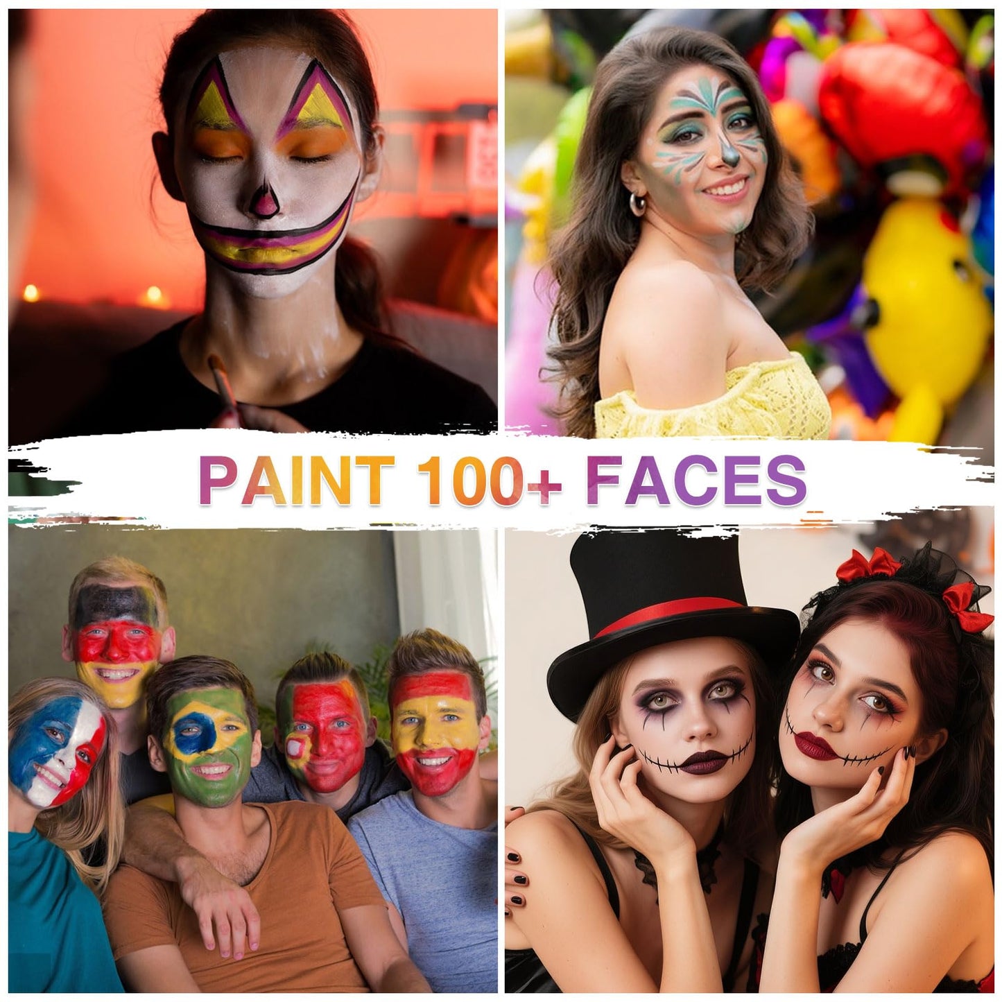 VESPRO Face Painting Kit For Adult Party,42 Colors Professional Oil Face&Body Paint Kit with 10PCS Brushes 4PCS Reusable Face Stencils and 4PCS Paint Stencils for Adults Halloween Makeup