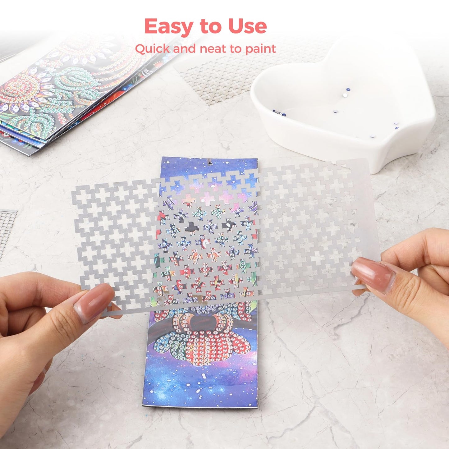 Varku Diamond Painting Ruler Set - 14 Pcs Stainless Steel Mesh Ruler With 4 Fixing Tools for Round & Square Drill Art