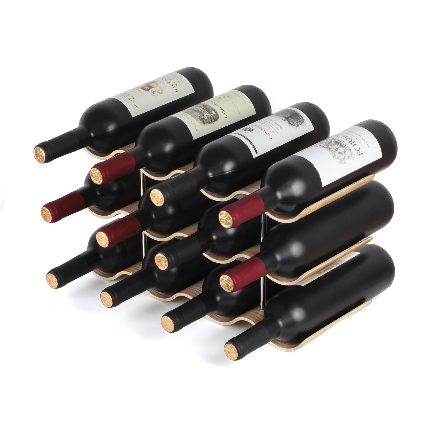 Bellglee 12 Bottles Wine Racks Countertop for Shelf, 3-Tier Wooden Wine Bottle Holder Stand, freestanding Wine Storage for Inside Cabinet Organizer for Home Décor, Bar and Pantry