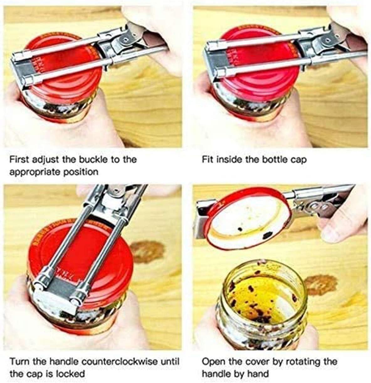 Master Opener Adjustable Jar & Bottle Opener, Multifunctional Stainless Steel Can Opener, Manual Kitchen Accessories