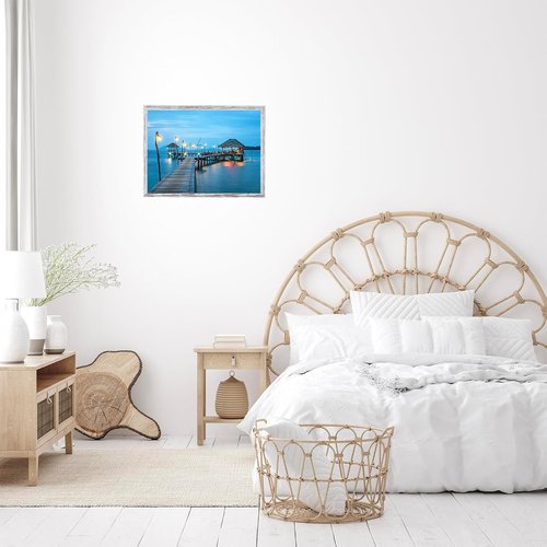 JCJMY 10x15 Picture Frame - Rustic White Wall Hanging Frame with Shatter-Resistant Plexiglass