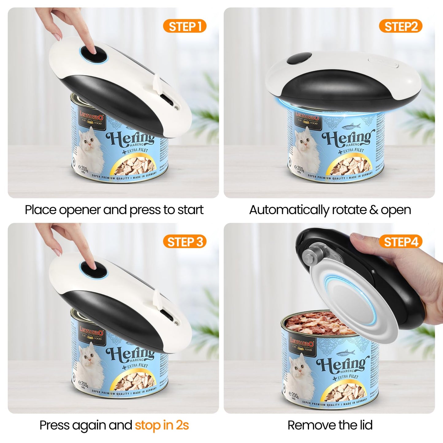 Rechargeable Electric Can Opener, Hands Free for seniors,Food Safe Automatic Can Opener with Smooth Edge,Easy to Use,Works with All Standard Cans