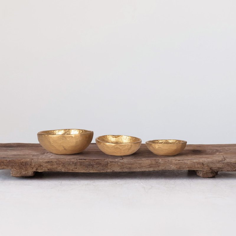 Gold Decorative Cast Aluminum Bowls (Set of 3 Sizes)