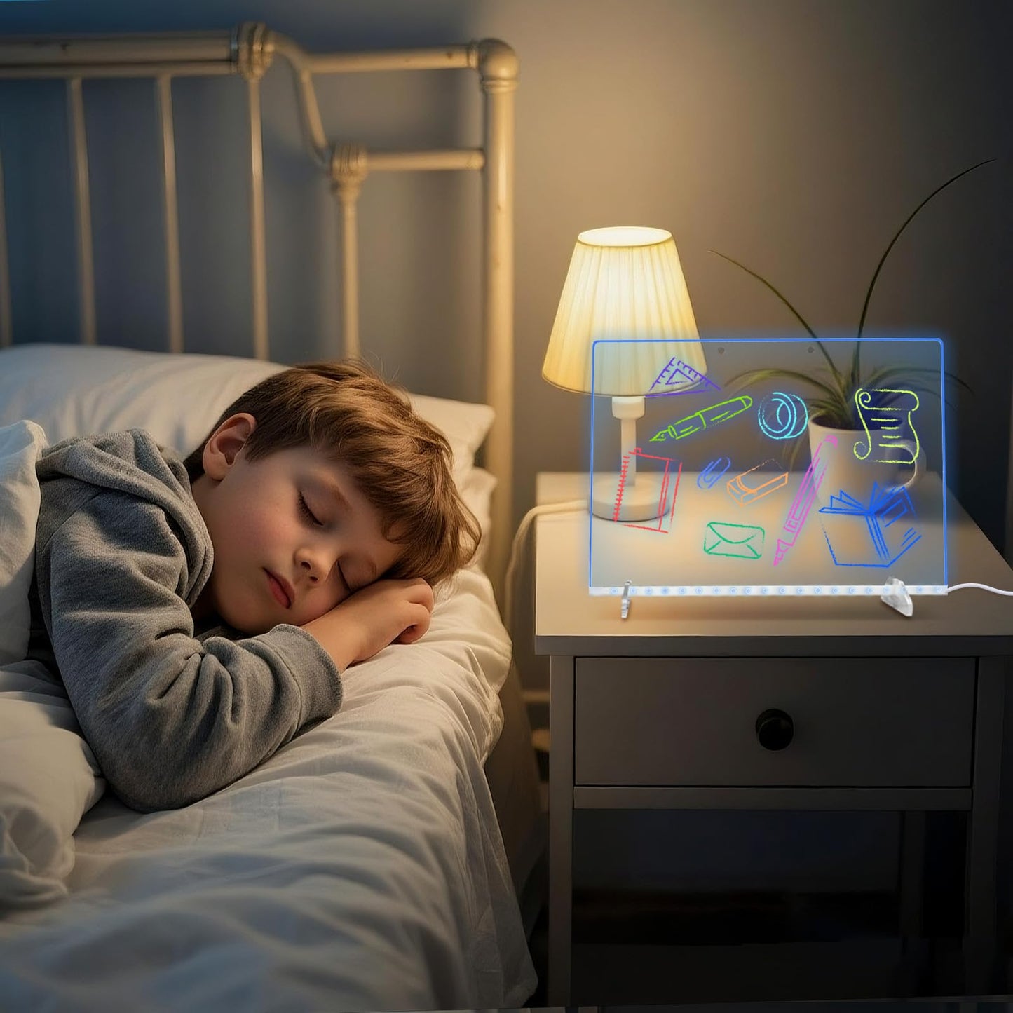 Lumiboard Led Drawing Board with 8 Colors, 13"x10" Acrylic Dry Erase Board with 13 Light Effects, Glow Doodle Board Gifts for Kids for Easter Halloween Christmas Birthday Gifts Presents