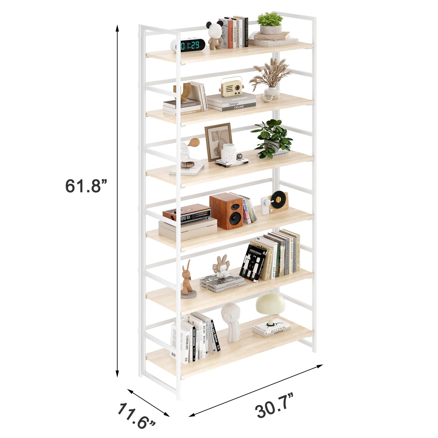 BHG Vintage Multifunctional Folding Bookshelf, No-Assembly Plant Stand Storage Rack Shelves for Home Office