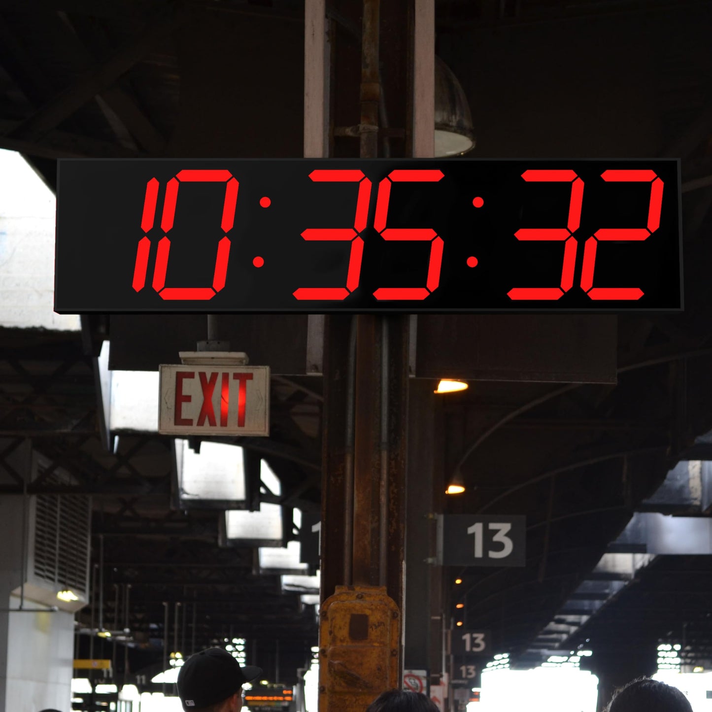 CHKOSDA Digital Wall Clock, Oversize Led Digital Clock Large Display with Auto Dimmer, Huge Countdown Timer with Remote Control, 27" Wide Led Display, 6 Digits, Wall Mount, Date and Temperature (Red)