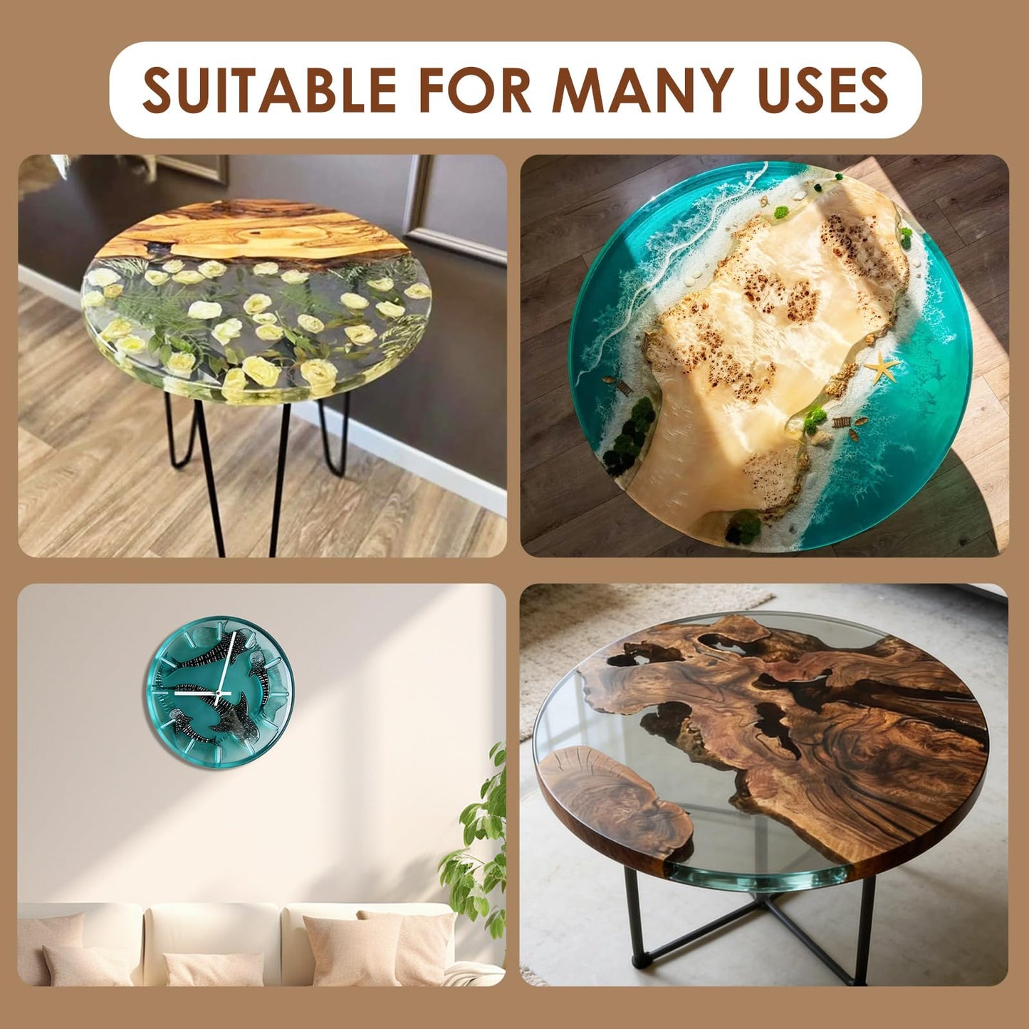 Vehipa Extra Large Resin Table Mold,14 Inch Round Resin Mold for River Table, DIY Resin Art, Coasters, Cutting Board, Desk Decor, Reusable Silicone Mold
