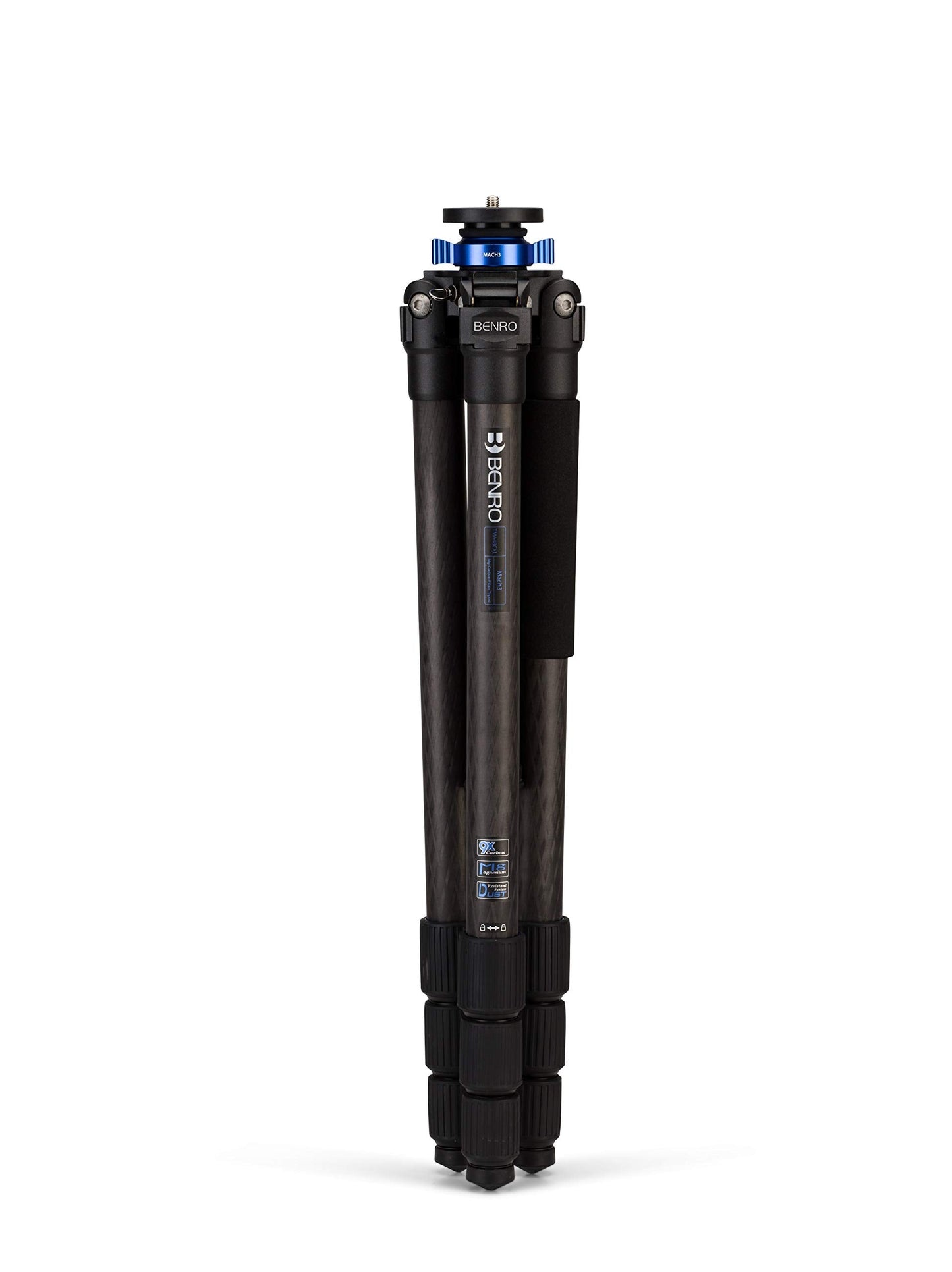 Benro Mach3 Carbon Fiber Tripod – Extra-Long 4-Section Heavy-Duty Tripod with Twist Locks, Interchangeable Feet & 44 lb Load Capacity for DSLR, Mirrorless & Video Cameras (TMA48CXL)