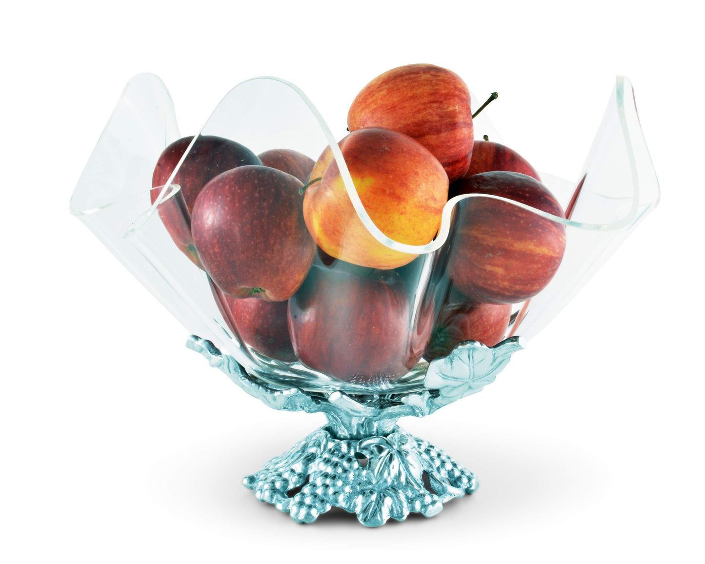 Arthur Court Acrylic Bowl Grapevine Stand Pattern Sand Casted in Aluminum with Artisan Quality Hand Polished Tarnish Free Stand Lightweight Serving Bowl Diameter: 11 inch Tall: 9.25 inch
