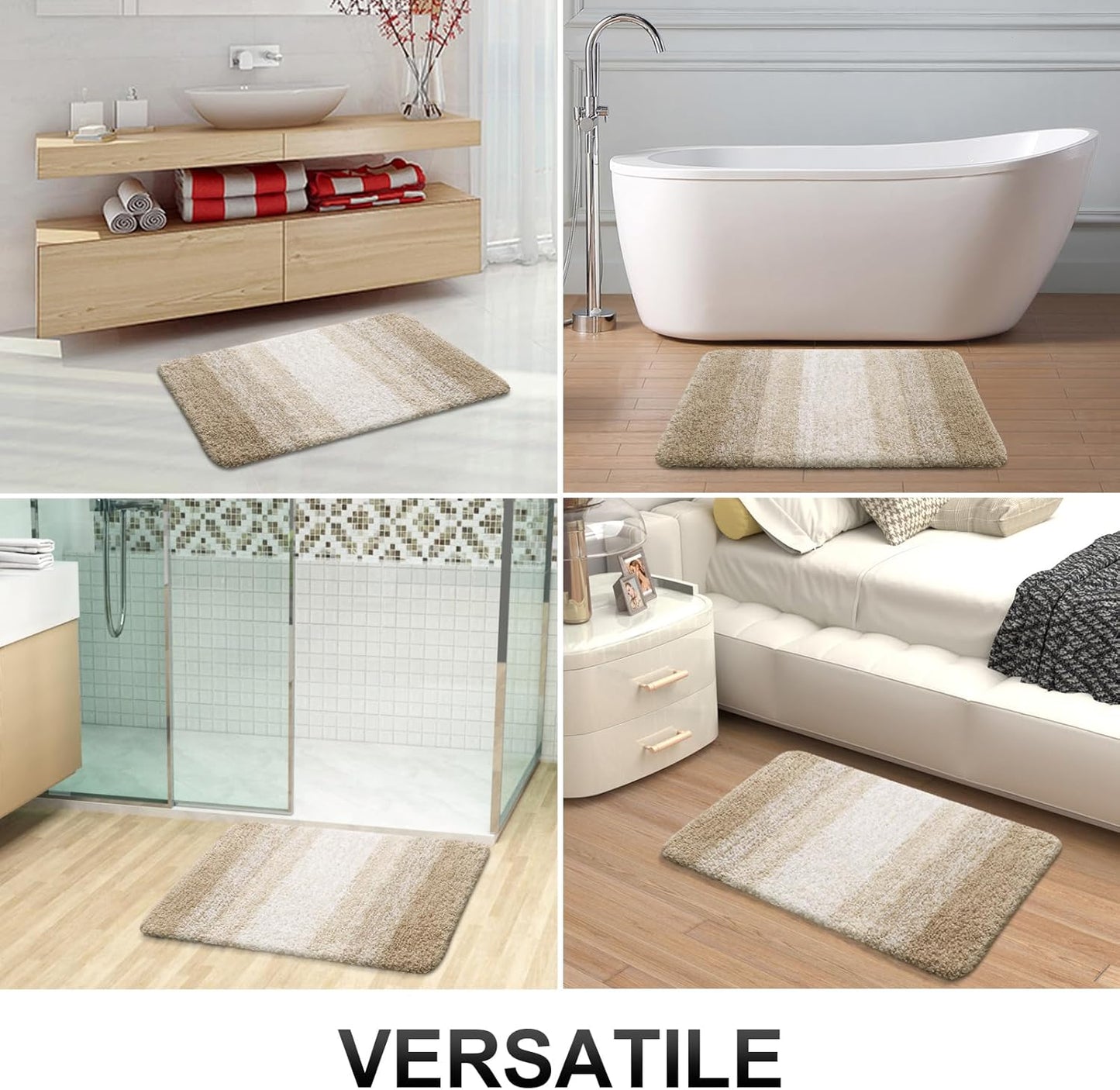 OLANLY Bathroom Runner Rug - Extra Soft Microfiber Mat | Quick-Dry, Washable, 47x20 Inches, Tan