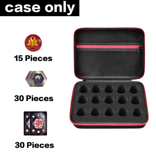 Comecase Hard Carrying Case Compatible with Bakugan Figures, Storage Organizer Box with 15 Foam Slots and Mesh Pocket for 60+ Cards, Travel Holder for Kids Toys (Case Only)- Black