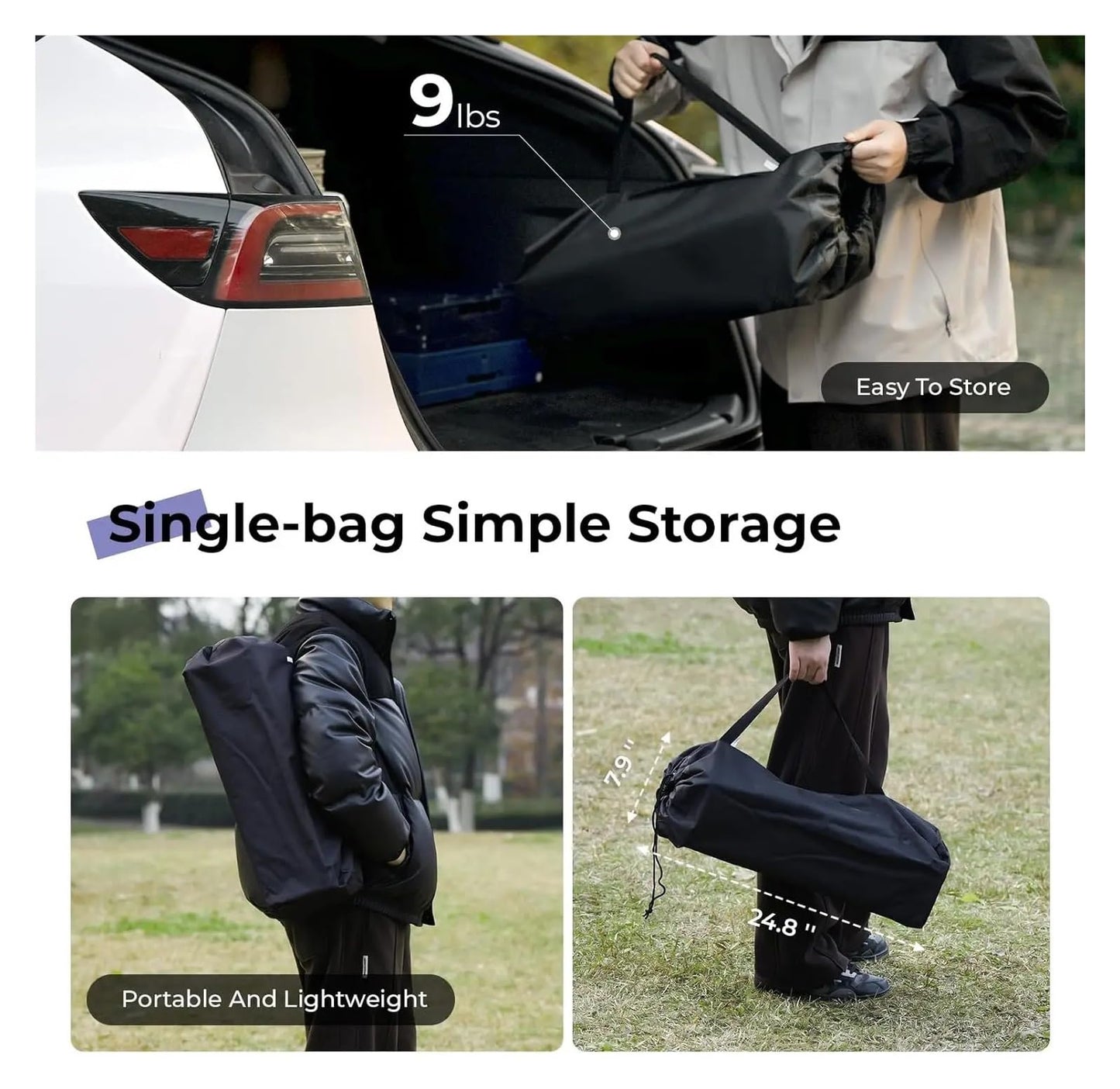 Folding Portable Camp Table Aluminum Fold Up Lightweight Roll Adjustable Height with Carry Bag Indoor Outdoor for Patio