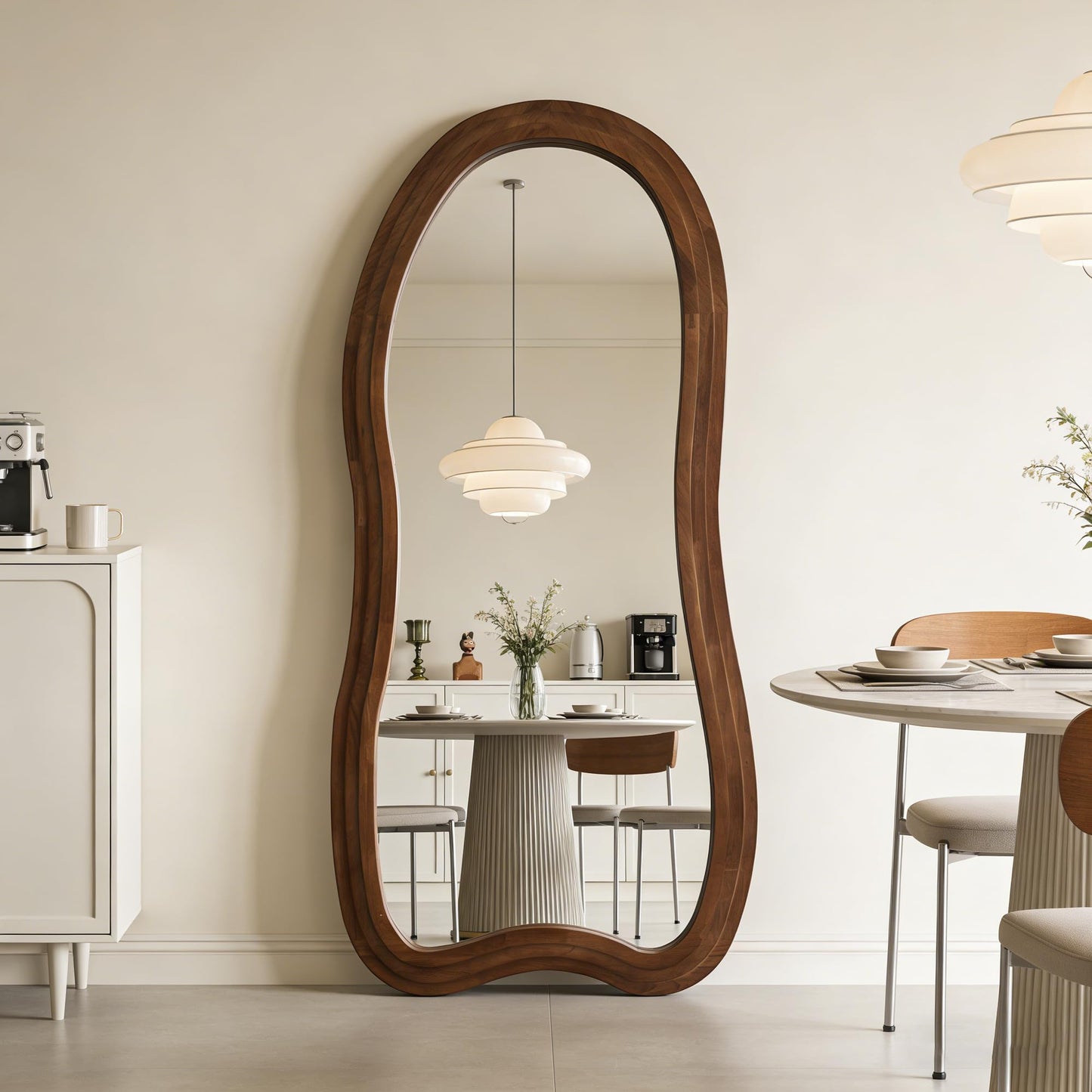 DAOYIJIAJU Large Irregular Floor Mirror, 67"x31.5" Organic Floor Mirrors with Triple Layer Solid Wood Frame, Premium Asymmetrical Full Body Mirror for Living Room Entryway Bedroom, Leaning/Hanging