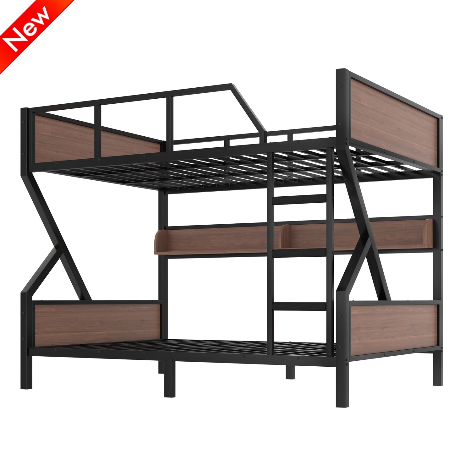 LEEKAF Stronger & Safer Heavy Duty Metal Queen Over Queen Size Bunk Bed for Adults Teens, Thickened More Stable Steel Bunkbed (Greater Weight Capacity) (Queen Over Queen-C)
