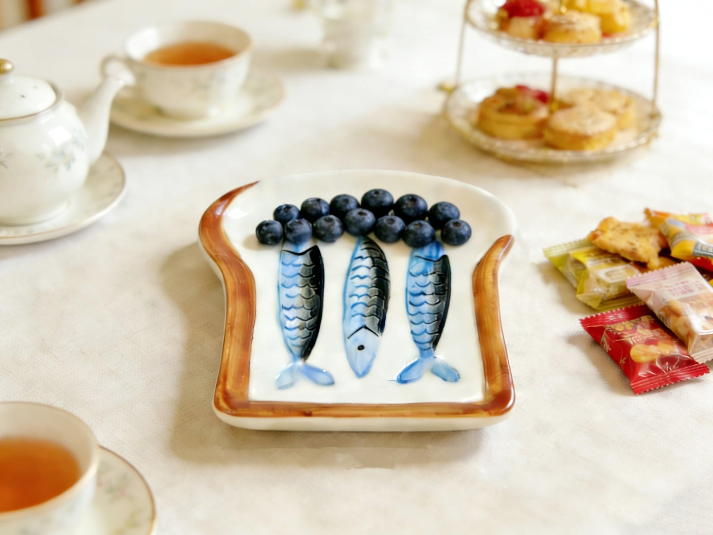ANLYAWX Ceramic Spoon Rest - Unique Whole Grain Sardines Spoon Rest, Durable Multi-Use Kitchen Holder & Decorative Serving Tray, Unique Gift for Cooking Enthusiasts & Home Chefs