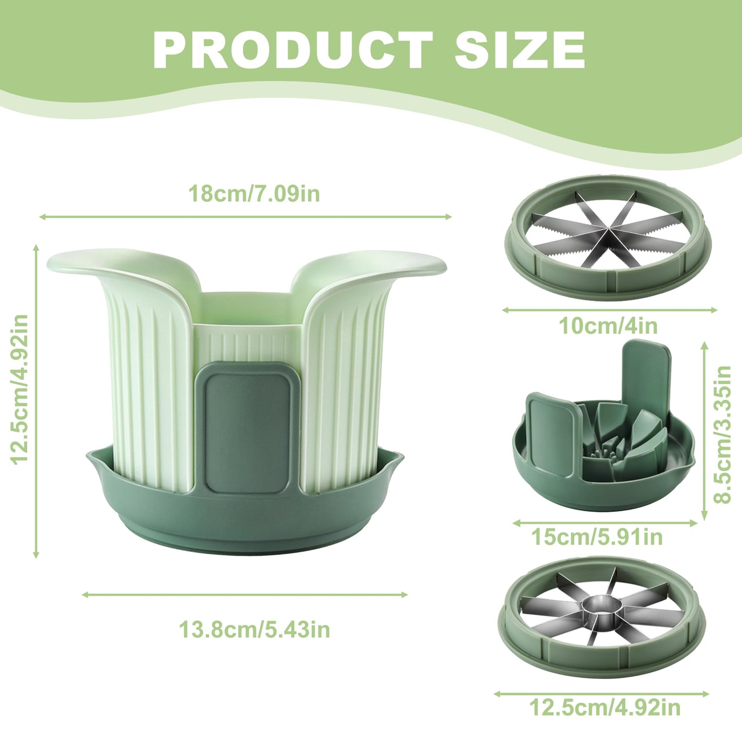 Apple Slicer, Heavy Duty Apple Corer and Slicer with Comfort Handles, 8-Slice Large Apple Slicer for Up to 3.8" Apples, with Extra Tomato & Fruit Cutting Blades