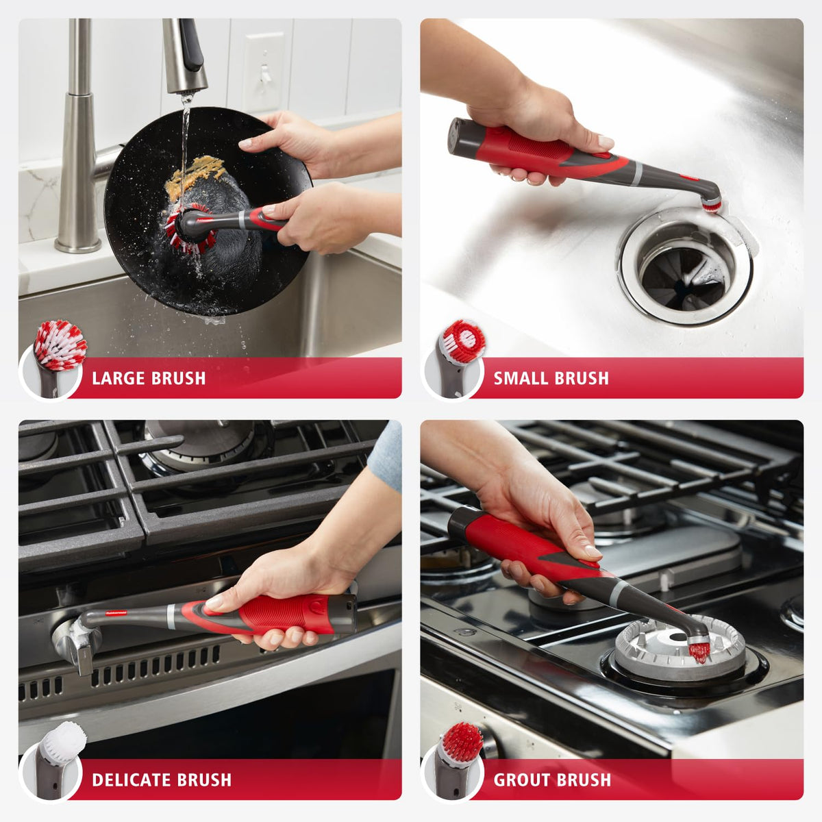 Rubbermaid Reveal Power Scrubber 18-Piece Kit, Cordless Electric Battery Powered Scrub Brush, Water Resistant, for Home/Kitchen/Bathroom/Grout/Tile/Shower/Tub
