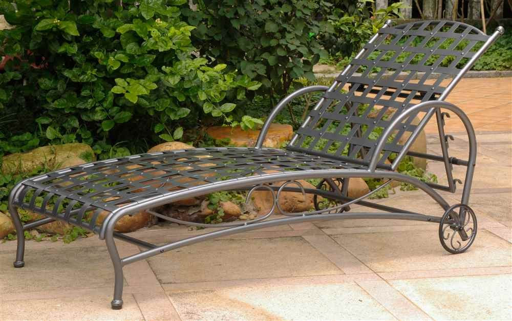 Iron Multi-Position Patio Chaise Lounge in Pewter
