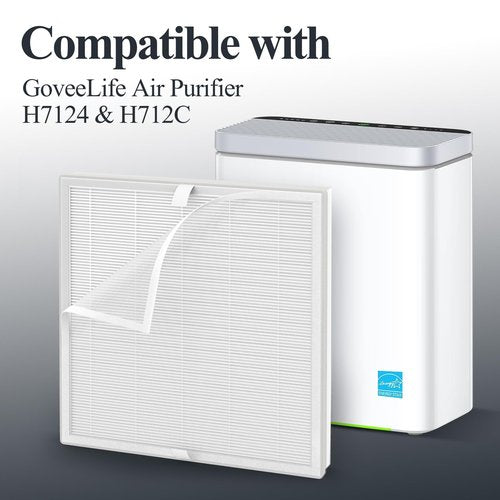 Breabetter 2-Pack H7124 Replacement Filter for GoveeLife H7124 & H712C Smart Air Purifiers, Part # H7124-RF and H712C-RF