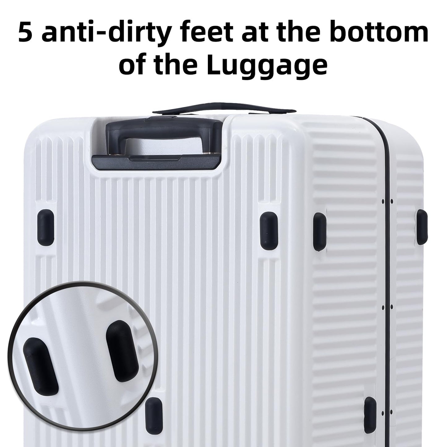 Kaleenie 2 pieces 20/29 Aluminum Frame Carry On and Checked Luggage Set with Side Opening, Lightweight Hardshell ABS+PC Trunk Suitcase with TSA Lock, 360° Universal Wheels & Adjustable Handle, White