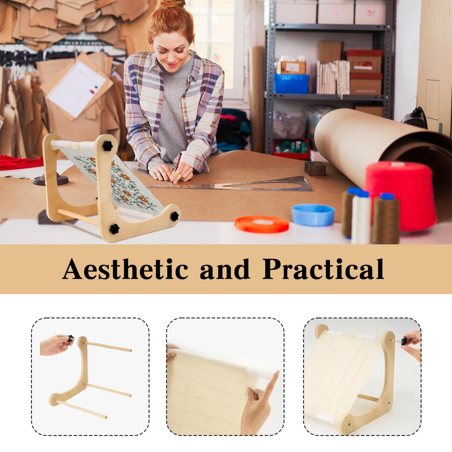 Adjustable Embroidery Stand,Needlepoint Stand,Embroidery Holder Stands with 2 Size Rods (11.8" & 15.7") ,Perfect Cross Stitch Stand for Sewing,Needlepoint,and Quilting Projects