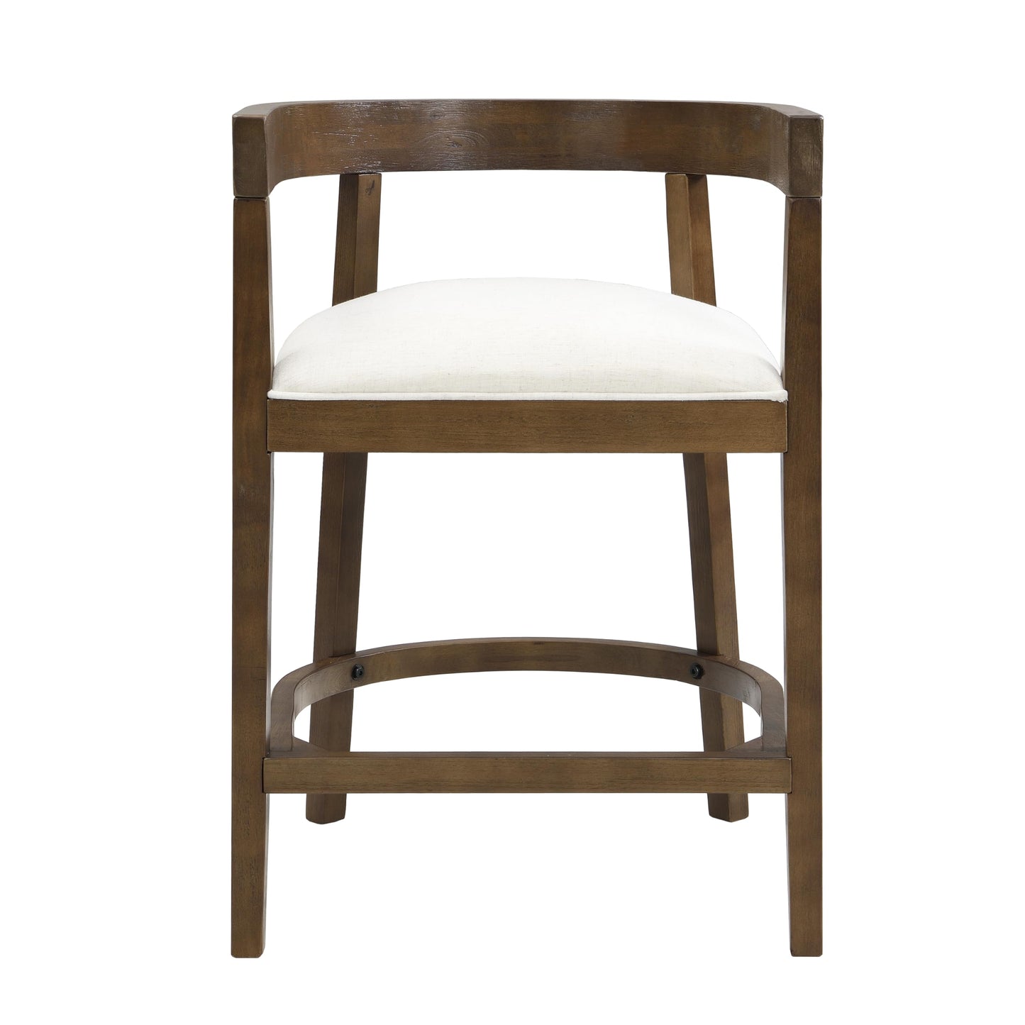 Christopher Knight Home Ebany 25.25" Barstools Set of 2, Rubberwood Counter Stool, Upholstered Seat Bar Chair, Curved Back Barstool, Open Design Stool for Kitchen Dining Island Table, Beige + Walnut
