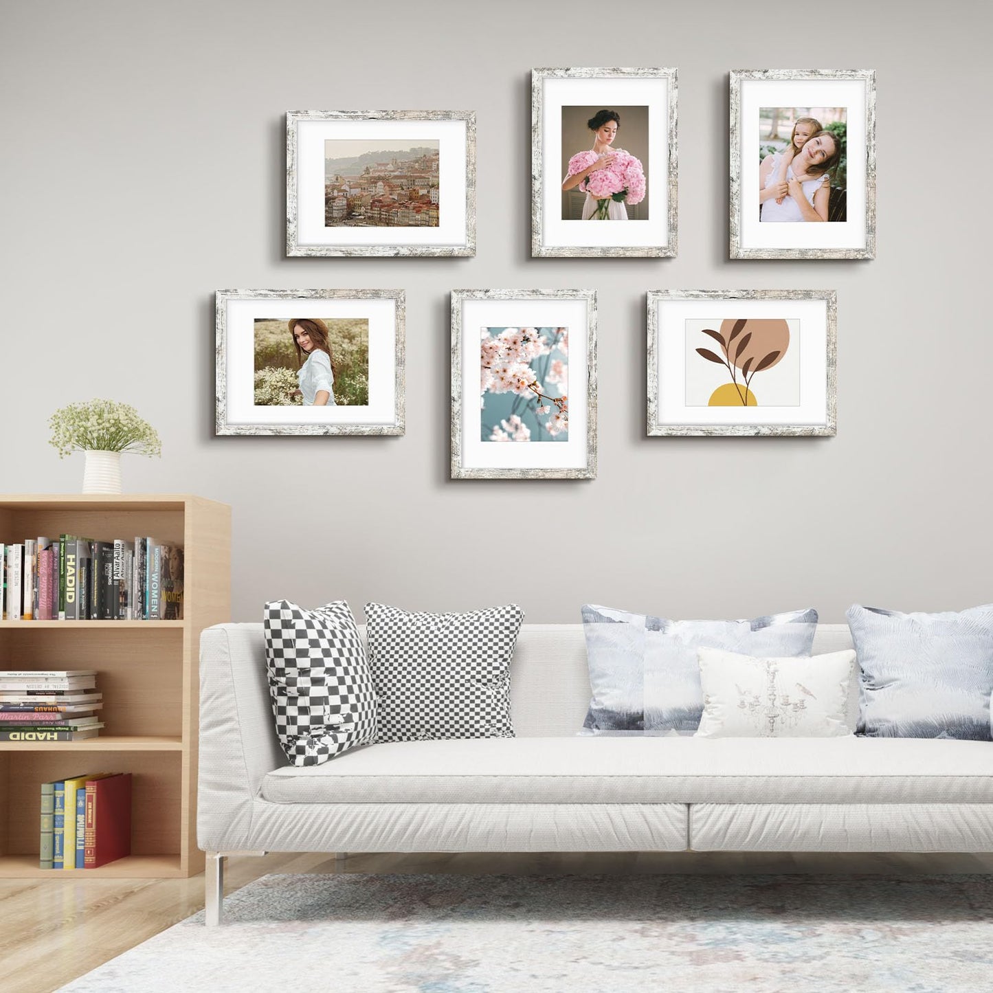 Frametory, 12x16 Picture Frame, Display Pictures 8.5x11 With Mat or 12x16 without Mat, for Poster Print Diamond Painting Wall Frame - Wide Molding (Distressed White)