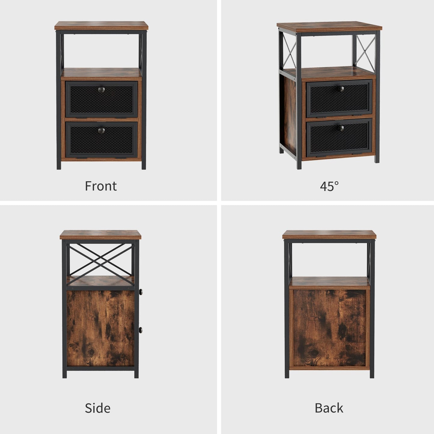 VECELO End Tables Set of 2 with Storage Space,Flip Door Night Stand for Living Room,Bedroom,Small Space,Rustic Brown