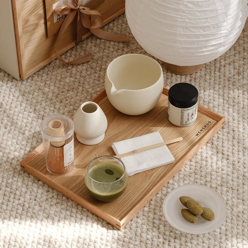 Matcha Whisk Set, Ceramic Matcha Bowl & Whisk Holder, Bamboo Accessory, Modern Design (Matte Crème, Pouring Spout) (Matte Crème)