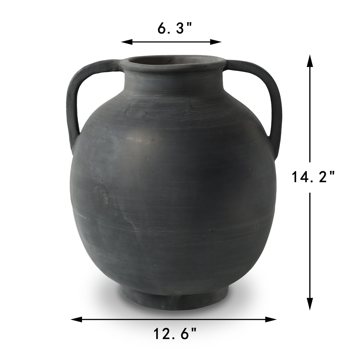 Approx.14 Earthy Gray Pottery Vase with Two Decorative Handles