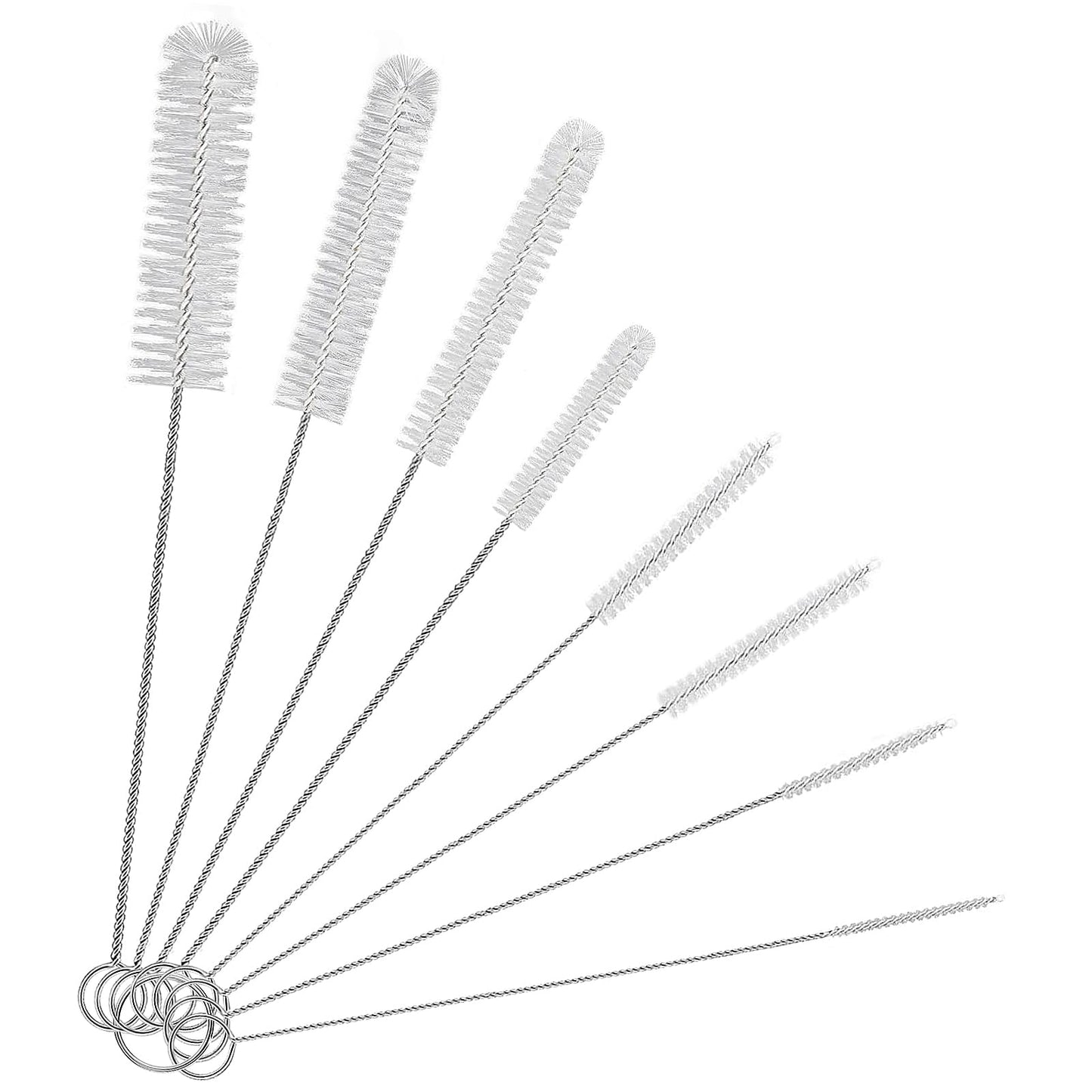 8 Pack Straw Brush Cleaner with Different Diameters (3mm-30mm) - 12" Long Nylon Brush for Water Bottles, Baby Bottles, Sippy Cups & Tumblers | Reusable Tube Cleaner for Straws and Narrow Pipes