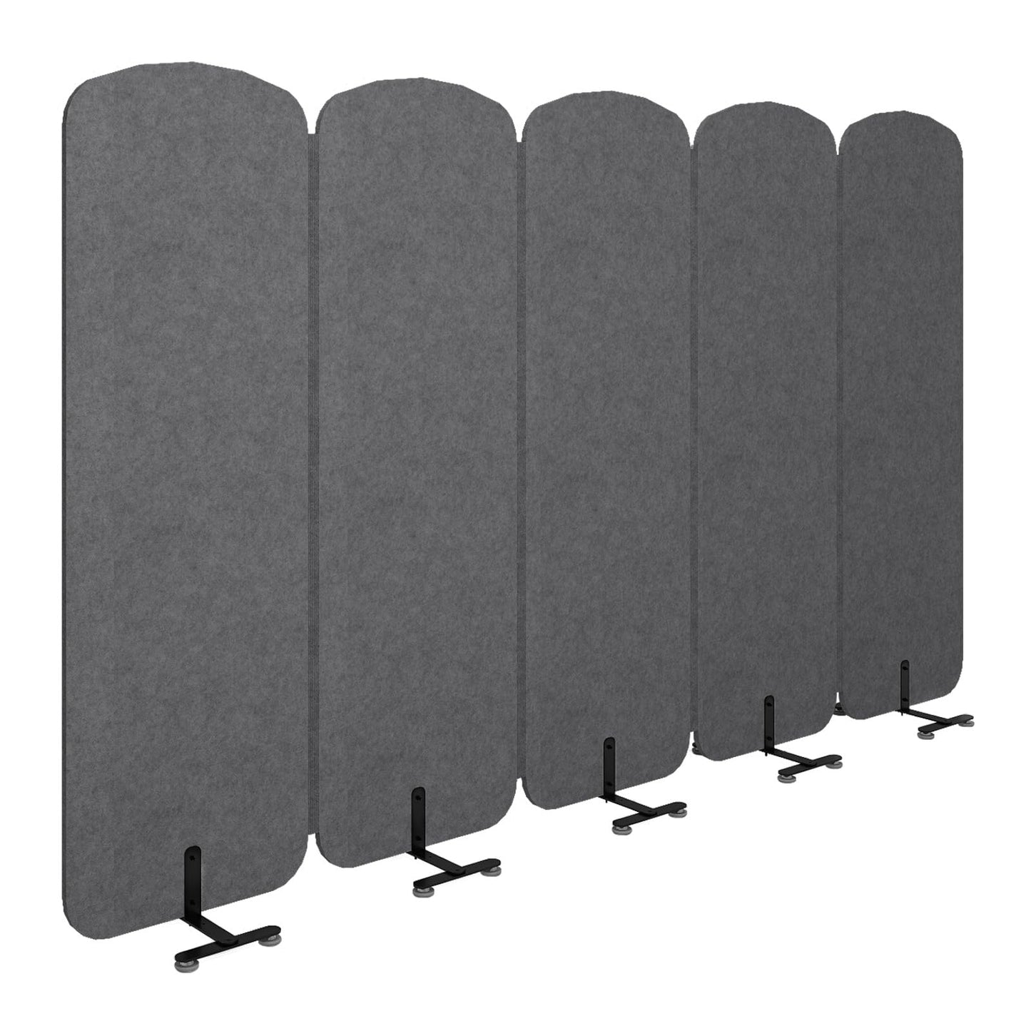 Natwind 5-Panel Office Room Divider, 122.8 x 71 inches Portable Office Partition, Freestanding Folding Privacy Wall for Cubicle & Temporary Indoor Space Separation (Dark Grey)