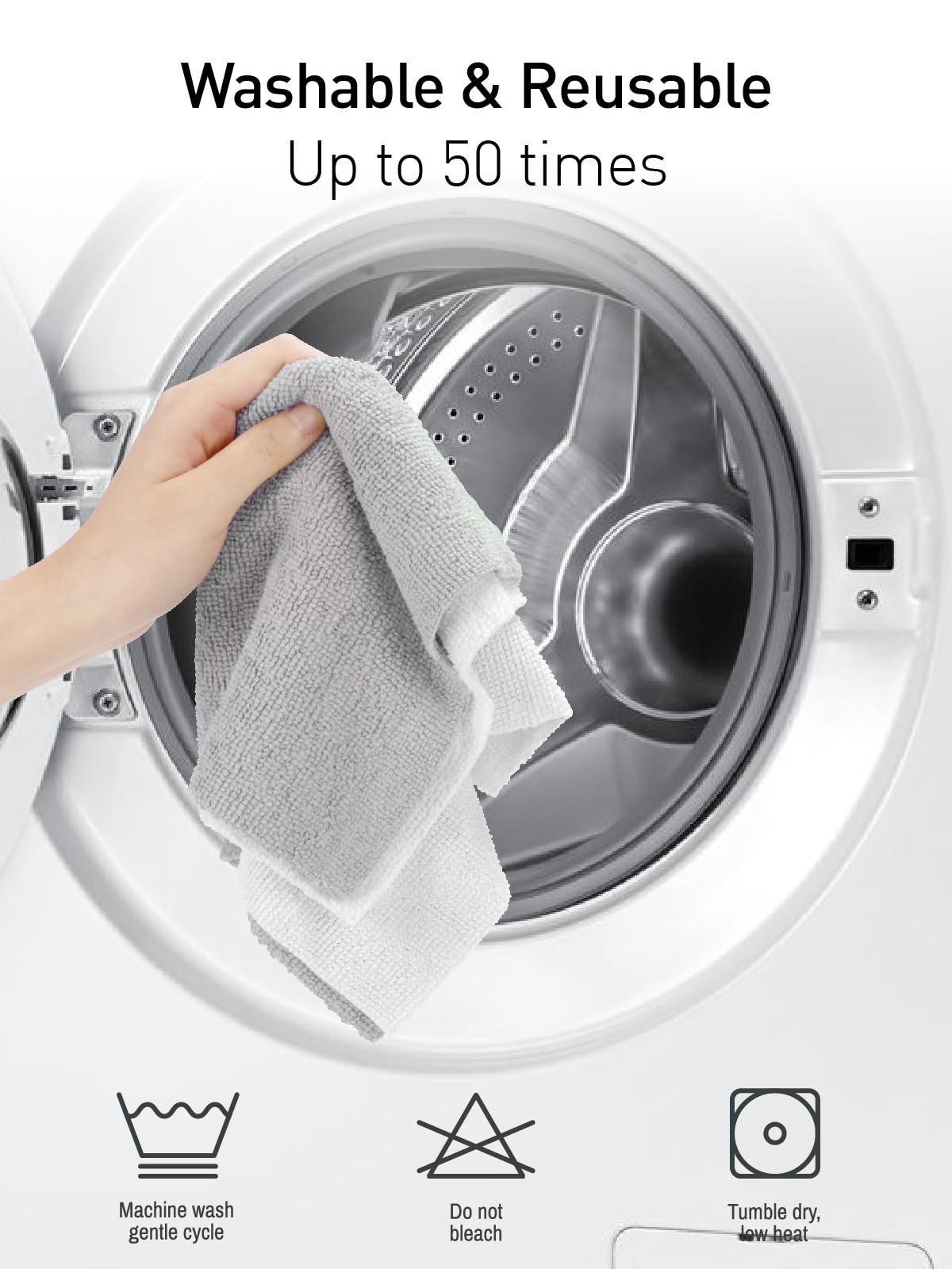 Fantasticlean Microfiber Cleaning Cloth Roll -40 Pack, Tear Away Microfiber Towels, 12" x 12", Reusable, Washable, Scratch Free, Ultra Absorbent Dishcloth for for All-Around Cleaning Supplies (Grey)