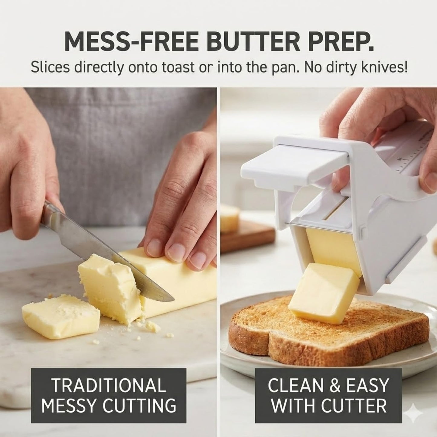 Nilayo Butter Slicer - One Click Butter Cutter, Dispenser - White Kitchen Gadget